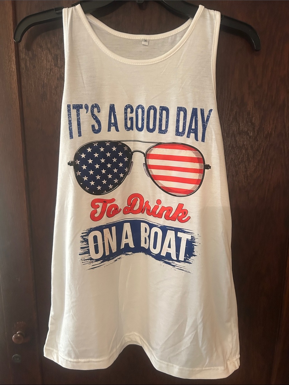 Men's White Graphic Tank Top - It's A Good Day To Drink On A Boat